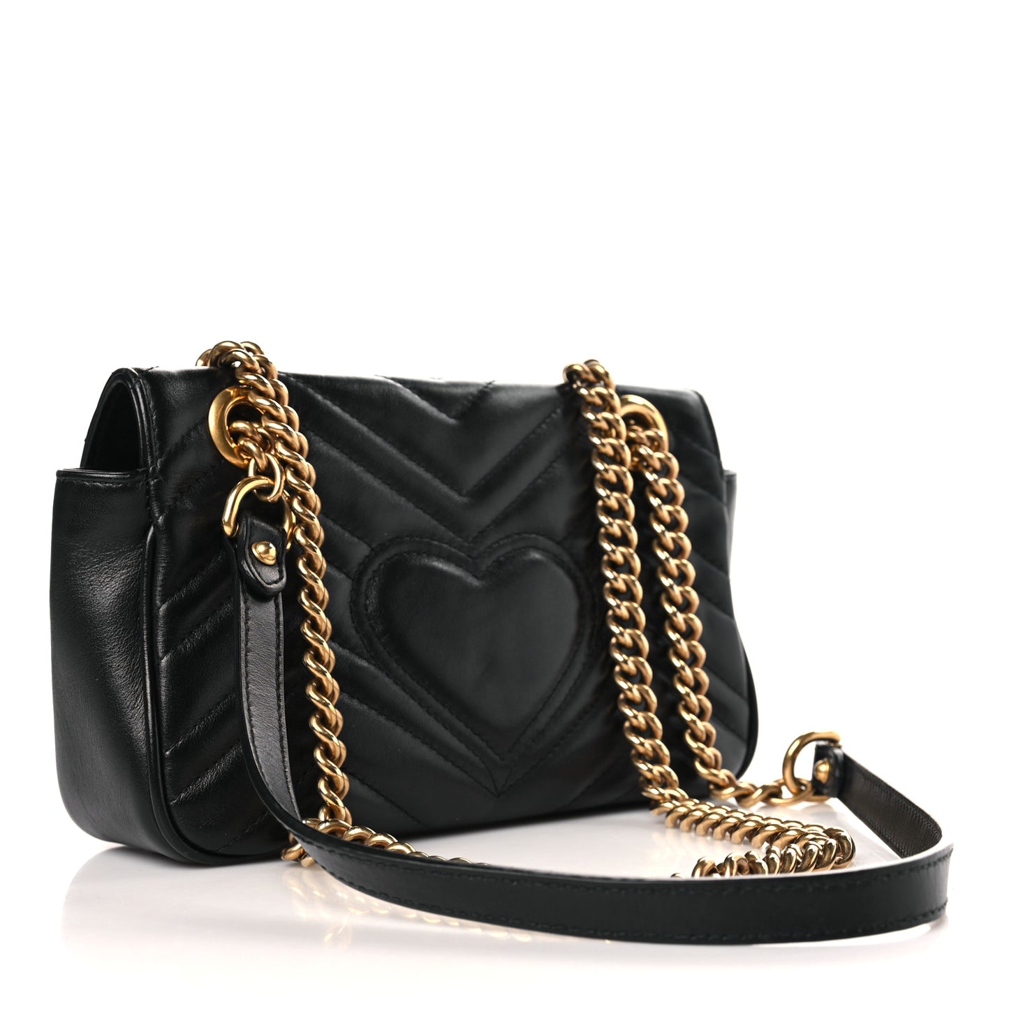Calfskin Matelasse Mini GG Marmont Shoulder Bag Black