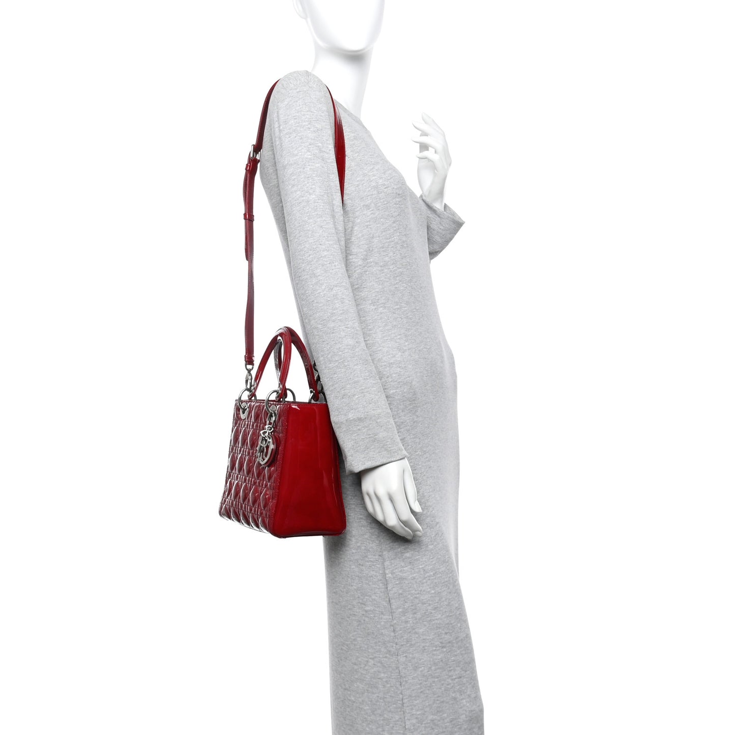 Patent Cannage Medium Lady Dior Red