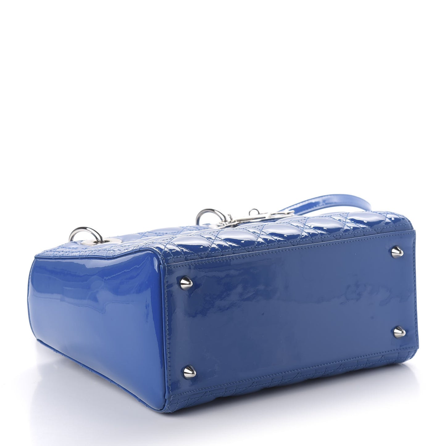 Patent Cannage Medium Lady Dior Blue
