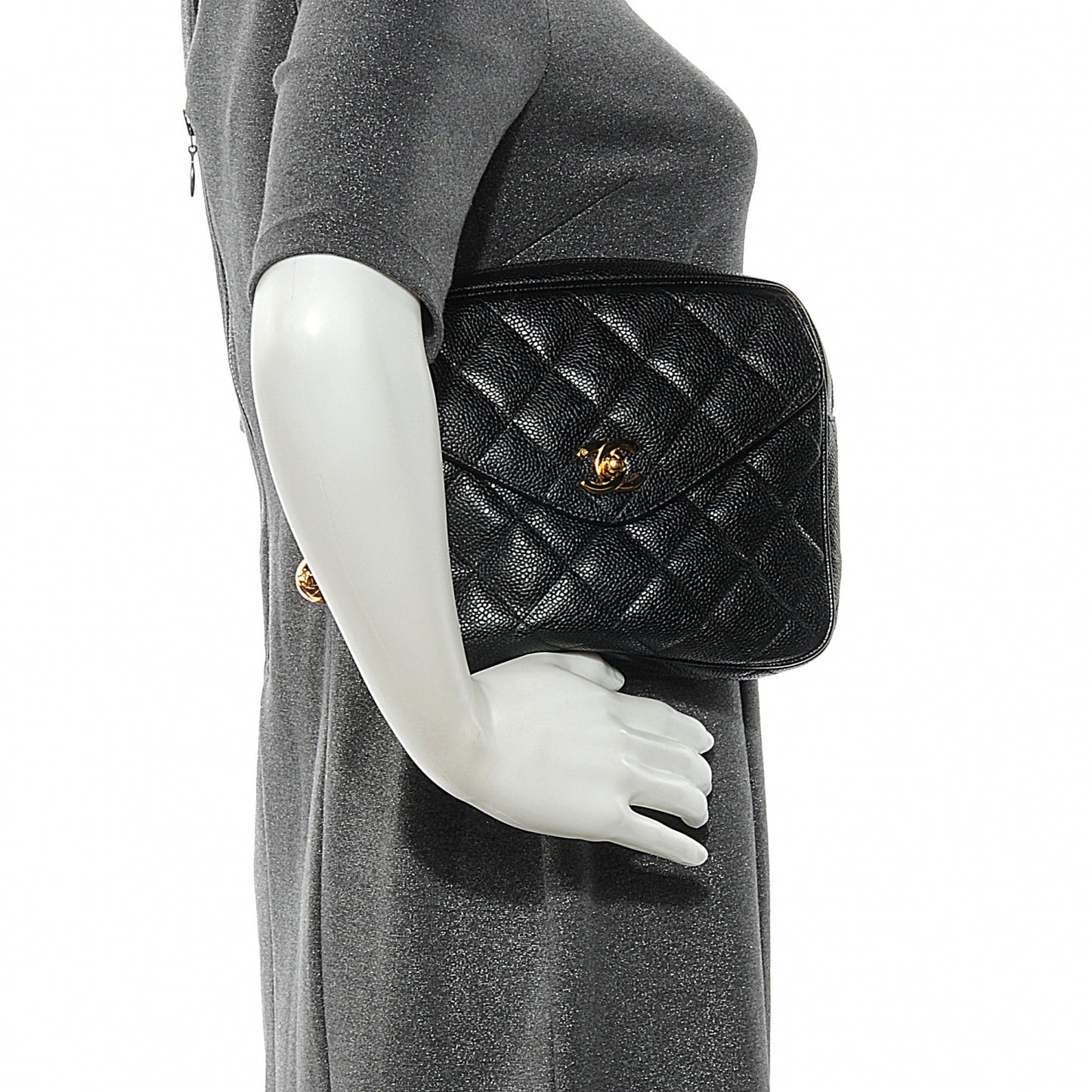Caviar Flap Waist Bag Black