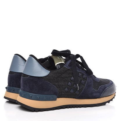 Valentino Garavani Denim Calfskin Suede Womens Rockstud Sneakers 36 Deep Denim 4 of 10