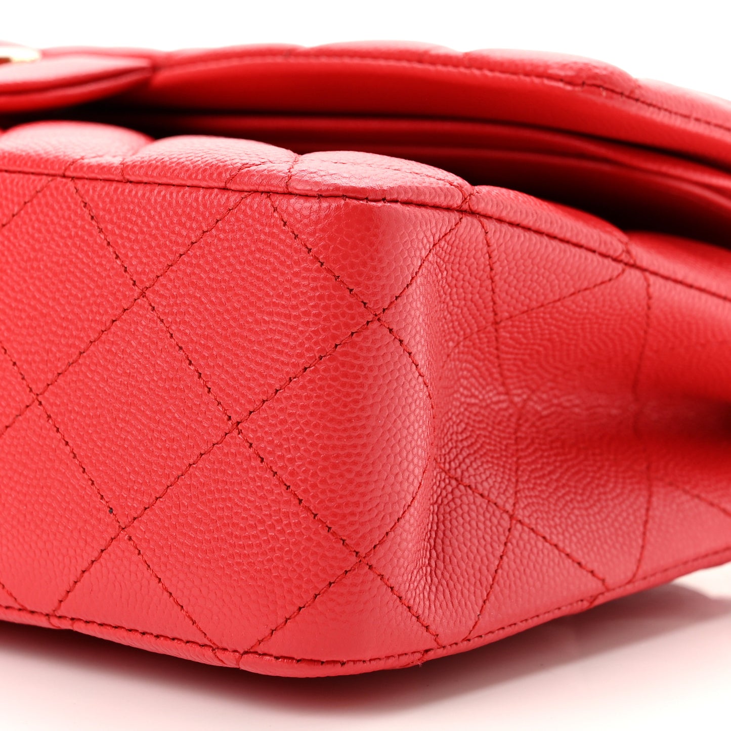 Caviar Quilted Medium Double Flap Red
