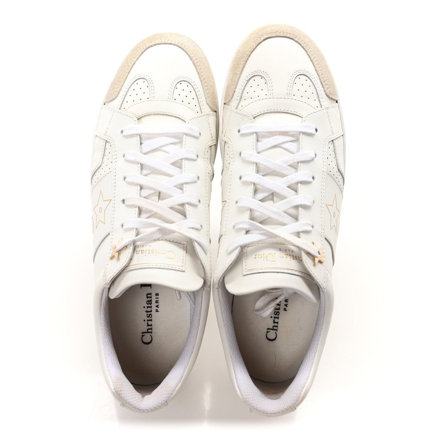 Christian Dior Calfskin Suede Dior Star Low Top Sneakers 39 White Gold 2 of 10