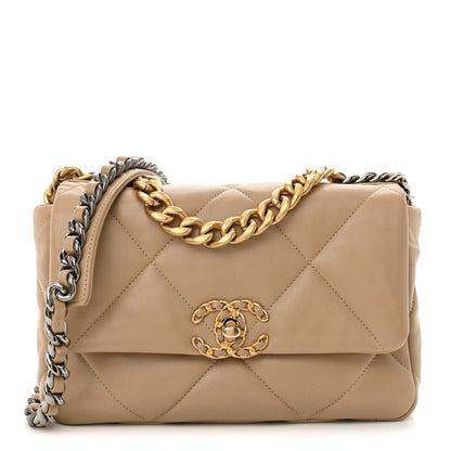 Chanel Lambskin Quilted Medium Chanel 19 Flap Dark Beige 1 of 12