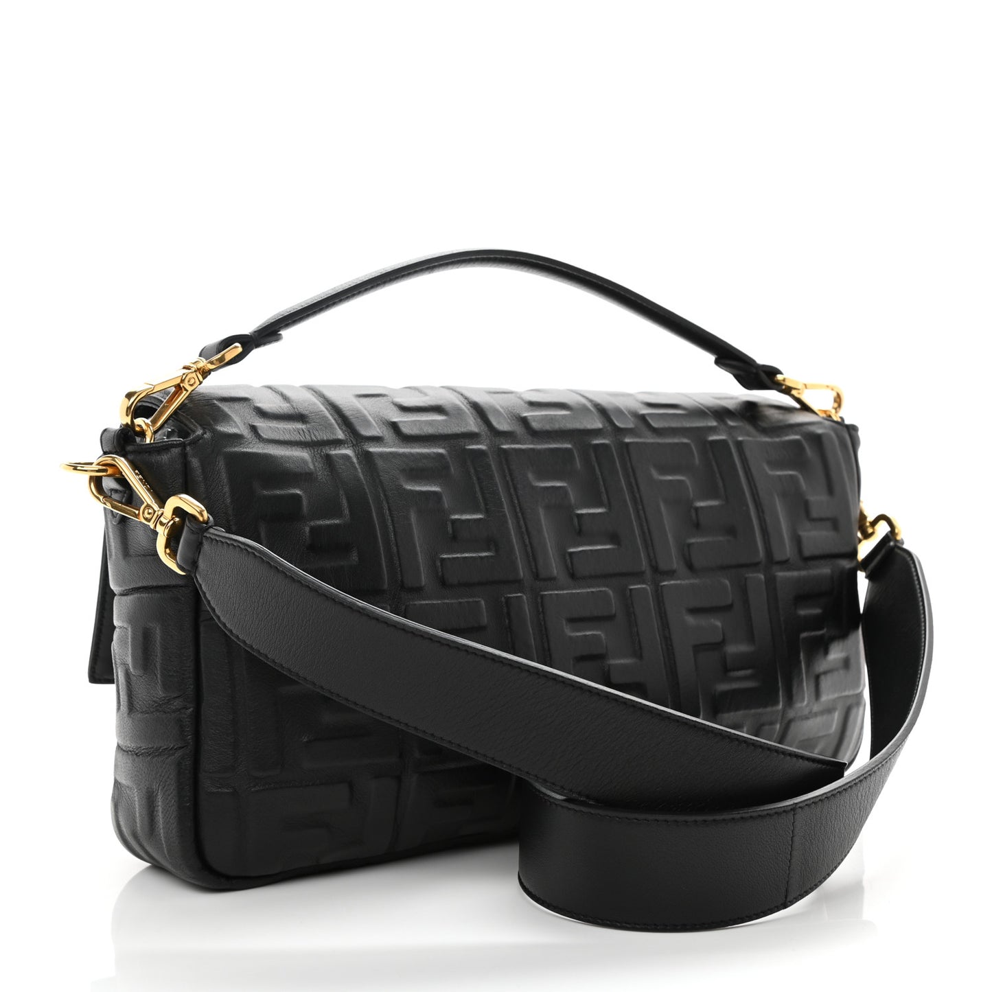 Nappa FF 1974 Embossed Large Baguette Black
