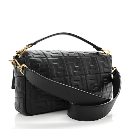 Fendi Nappa FF 1974 Embossed Large Baguette Black 3 of 8