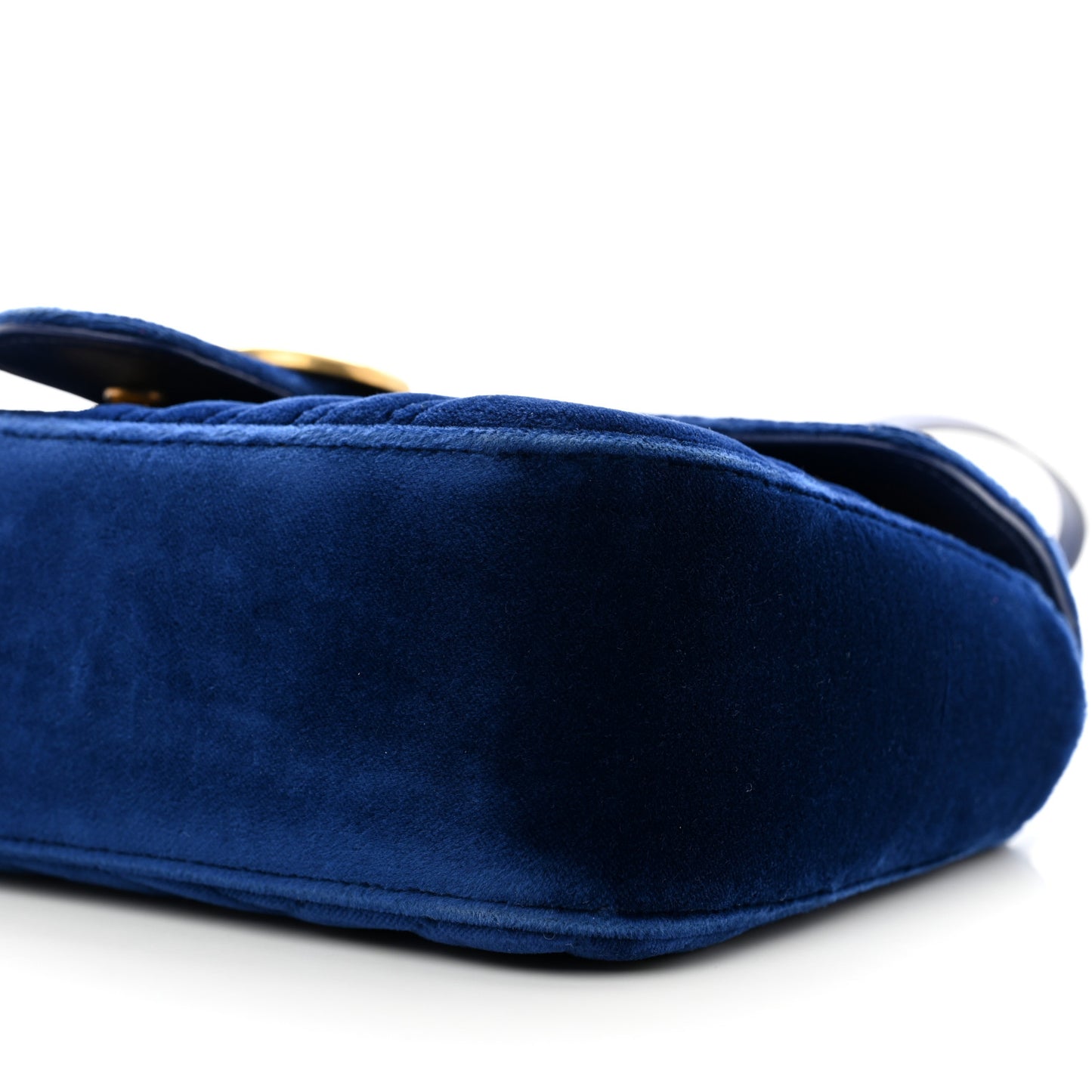 Velvet Matelasse Small GG Marmont Shoulder Bag Cobalt Blue
