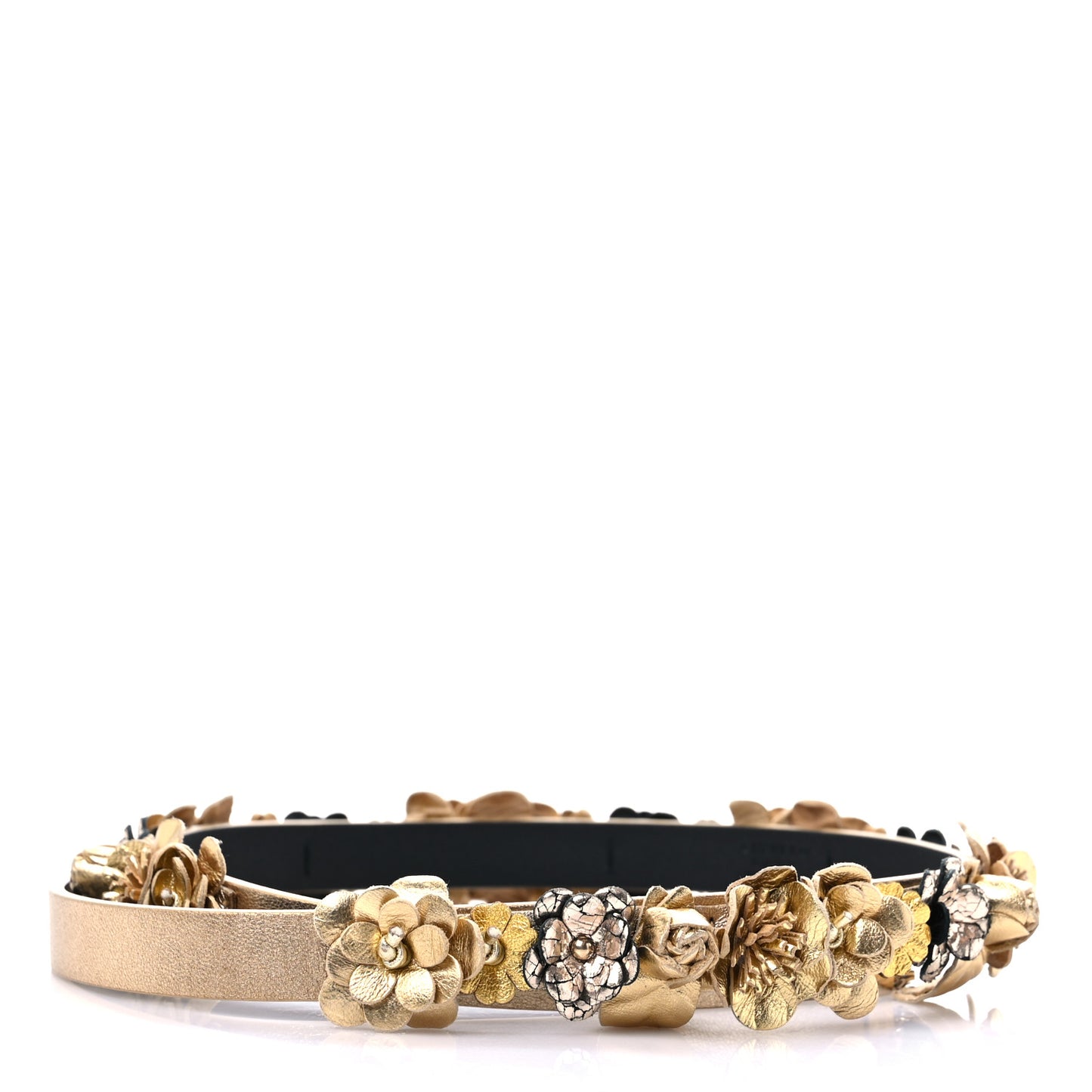 Metallic Lambskin CC Belt 75 30 Gold