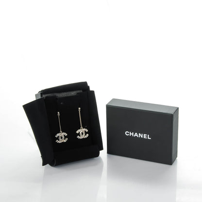 Chanel Baguette Crystal CC Drop Earrings Silver 4 of 4