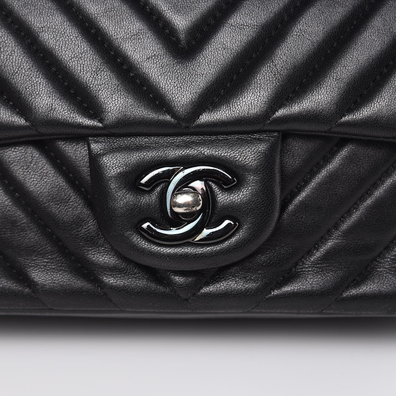 Chanel Lambskin Chevron Quilted Mini Rectangular Flap So Black 11 of 22