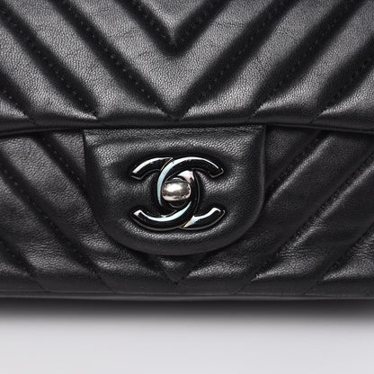 Chanel Lambskin Chevron Quilted Mini Rectangular Flap So Black 11 of 22