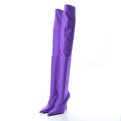 Balenciaga Spandex Pointed Toe Knife Thigh High Boots 36 Violet 3 of 7