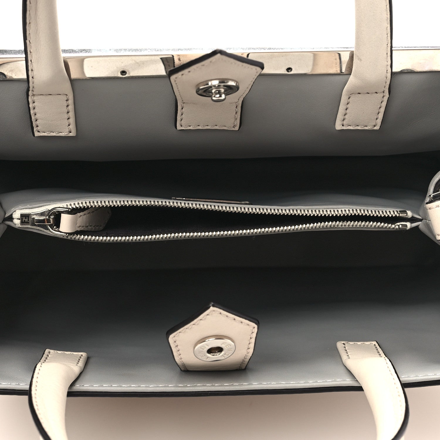 Fendi Vitello Dolce Century Petite 2Jours Tote Camelia Ghiaccio 6 of 8