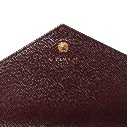 Saint Laurent Grain De Poudre Matelasse Chevron Monogram Chain Wallet Burgundy 7 of 10