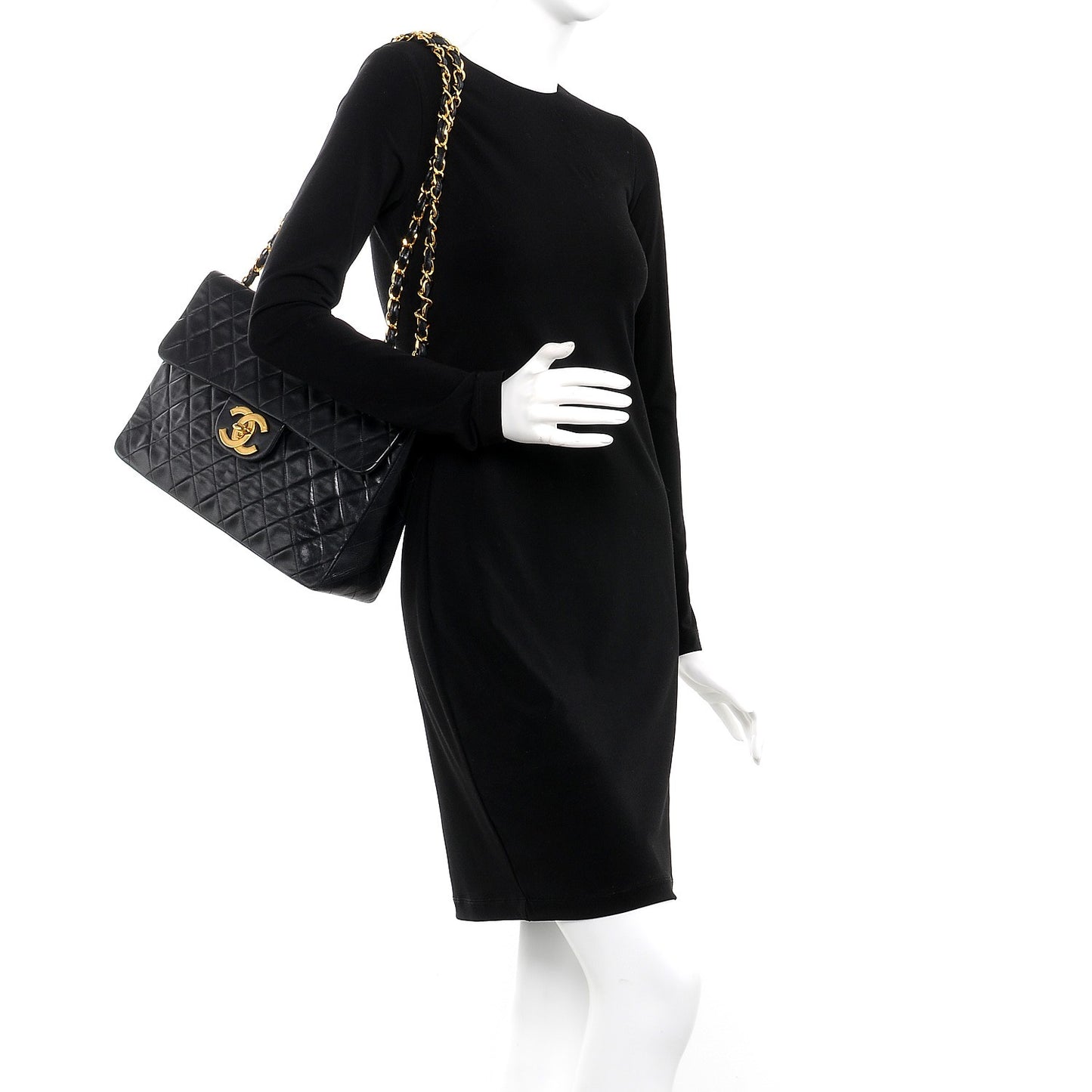 CHANEL Lambskin Quilted XL Jumbo Single Flap Black