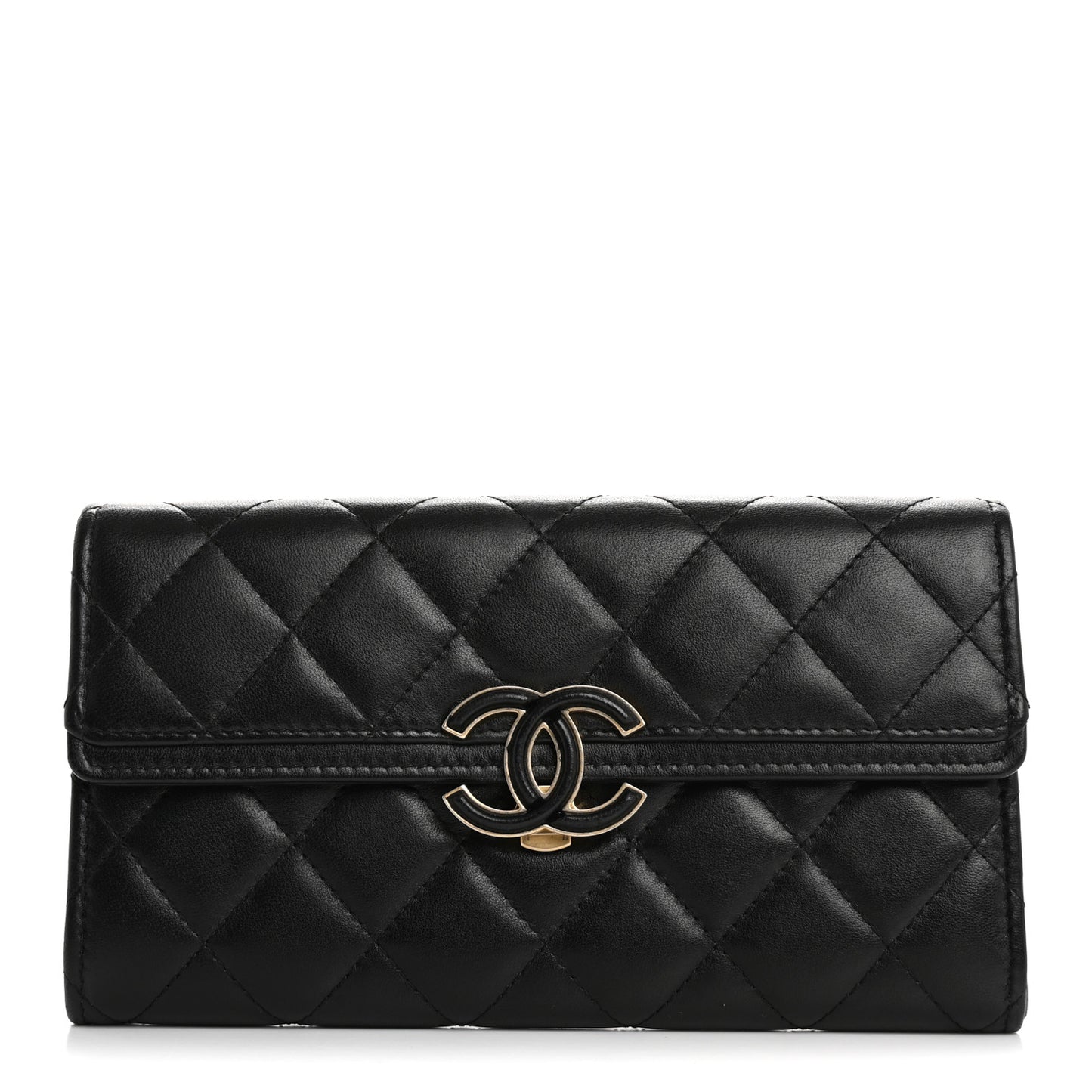 Lambskin Quilted CC Chic Gusset Wallet Black