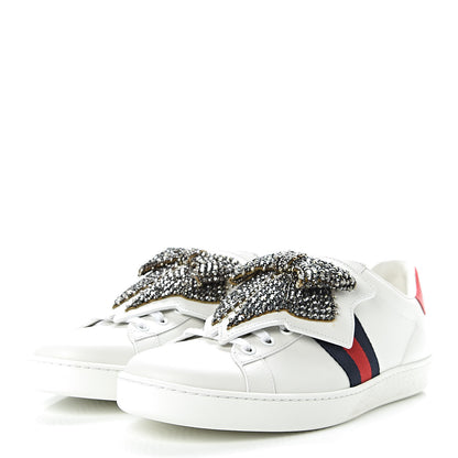 Gucci Calfskin Ayers Web Womens Ace Bow Lace Sneakers 40.5 White 3 of 10