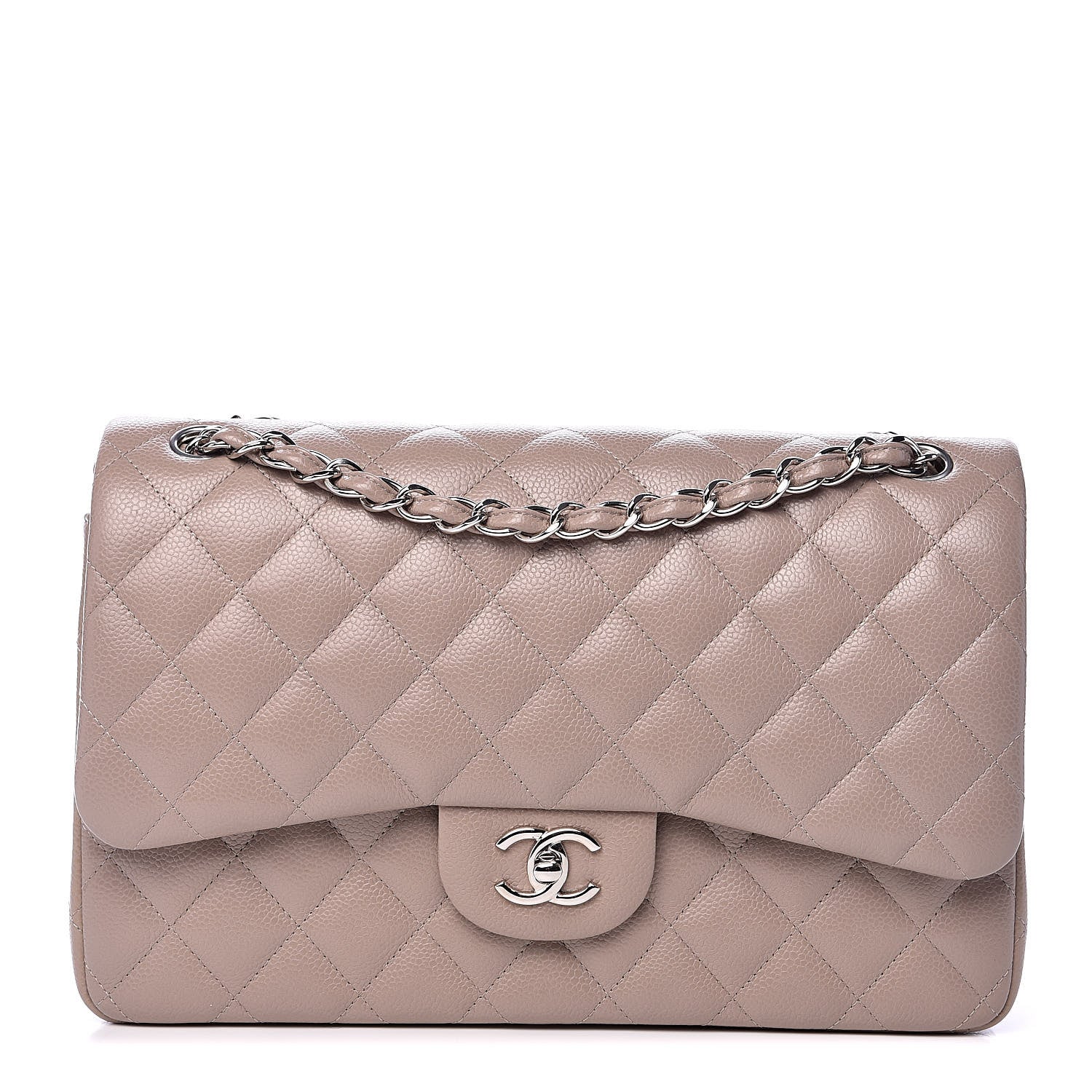 Chanel Caviar Quilted Jumbo Double Flap Taupe 1 of 10