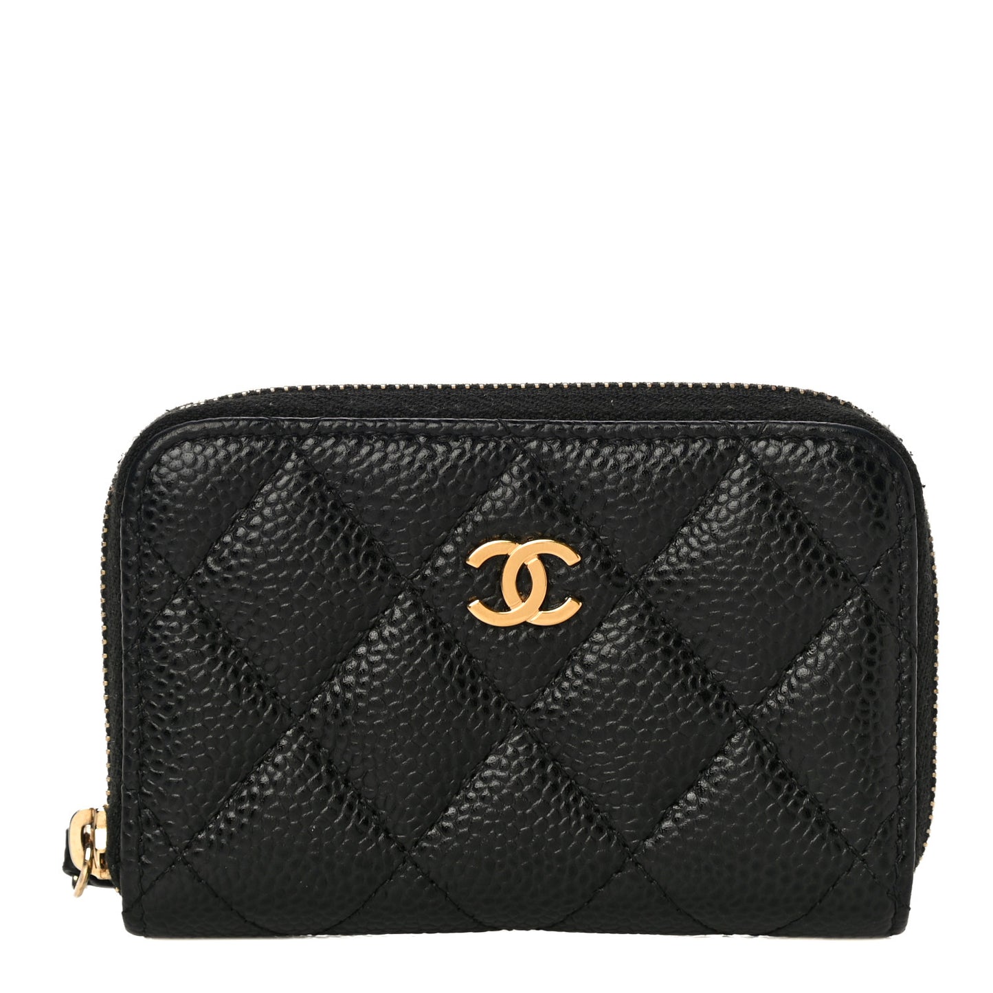 Caviar Quilted Zip Coin Purse Black