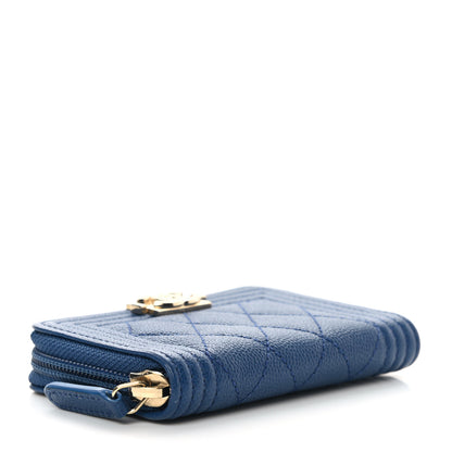 Chanel Caviar Quilted Boy Zip Around Coin Purse Wallet Dark Blue 4 of 8