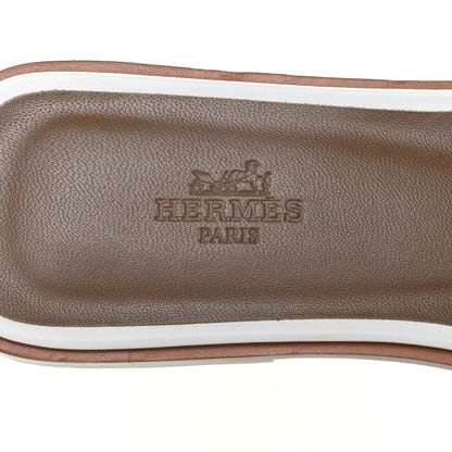 Hermes Box Calfskin Oran Sandals 38 White 7 of 9