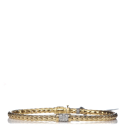 John Hardy 18K Yellow Gold Diamond 3.5mm Classic Chain Bracelet 1 of 5