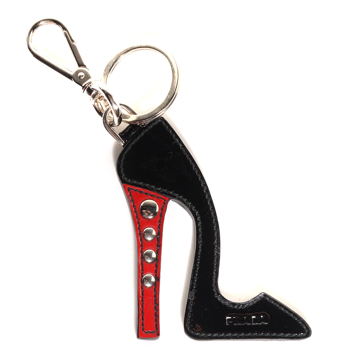 Saffiano Stiletto High Heel Keychain Charm Nero Black