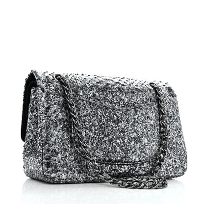 Chanel Metallic Snakeskin Medium Double Flap Black Silver 3 of 12