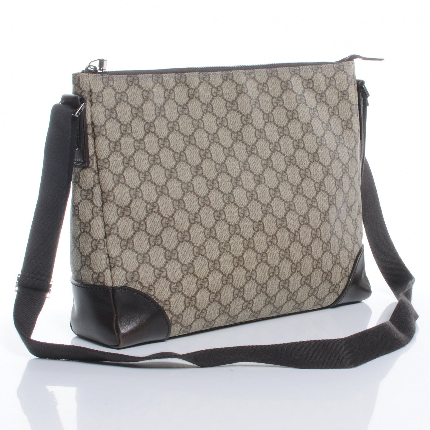 Gucci Denim Monogram Flat Messenger Bag Black 3 of 10