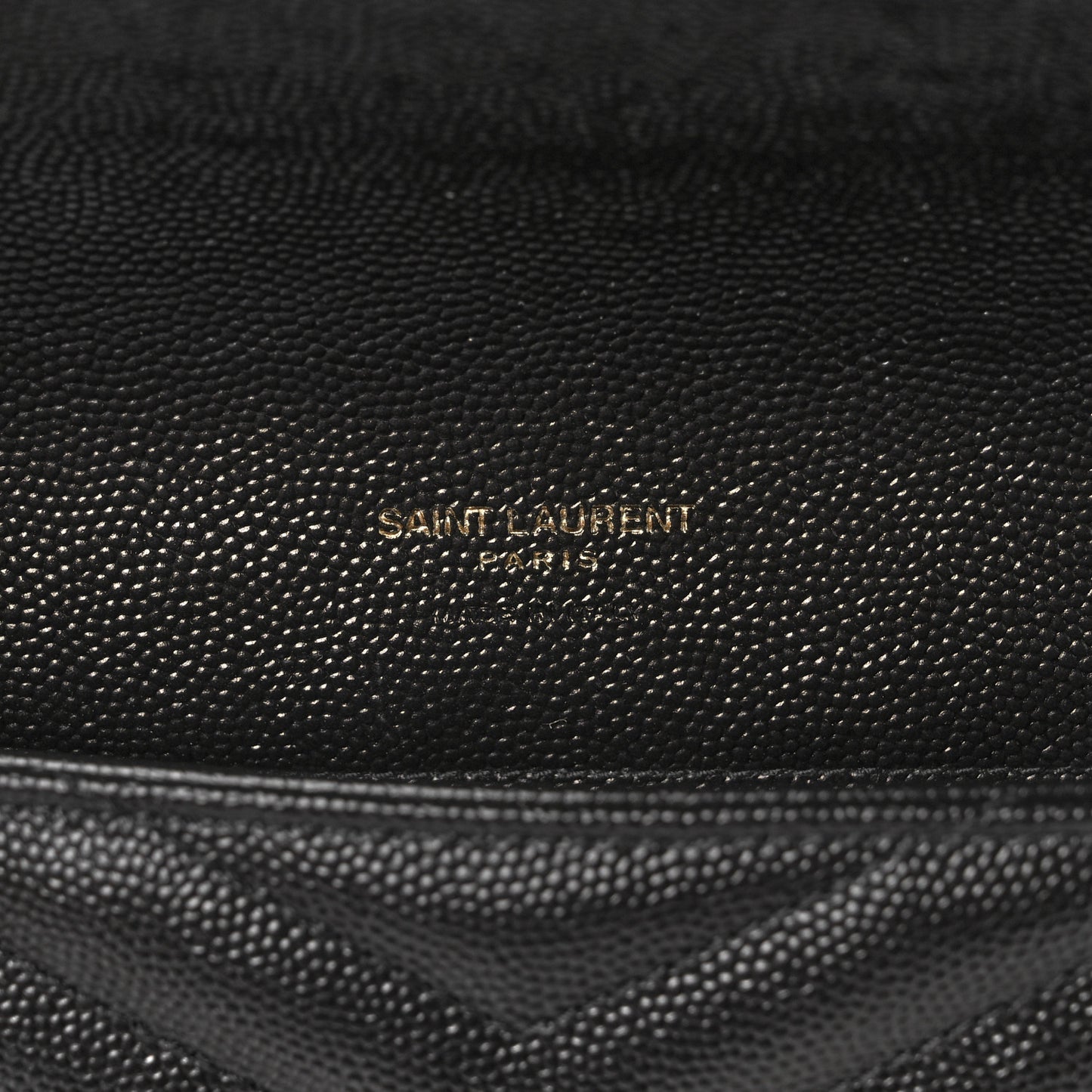 Grain De Poudre Matelasse Chevron Monogram Envelope Clutch Black