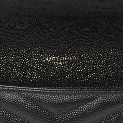 Saint Laurent Grain De Poudre Matelasse Chevron Monogram Envelope Clutch Black 8 of 11