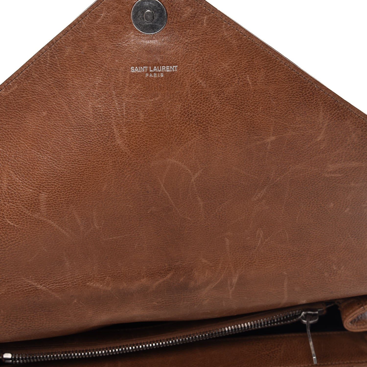 Saint Laurent Calfskin Matelasse Chevron Monogram Large College Bag Cognac 16 of 17