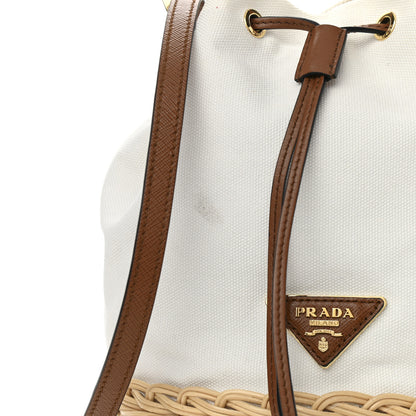 Prada Wicker Canvas Bucket Bag Naturale 13 of 14