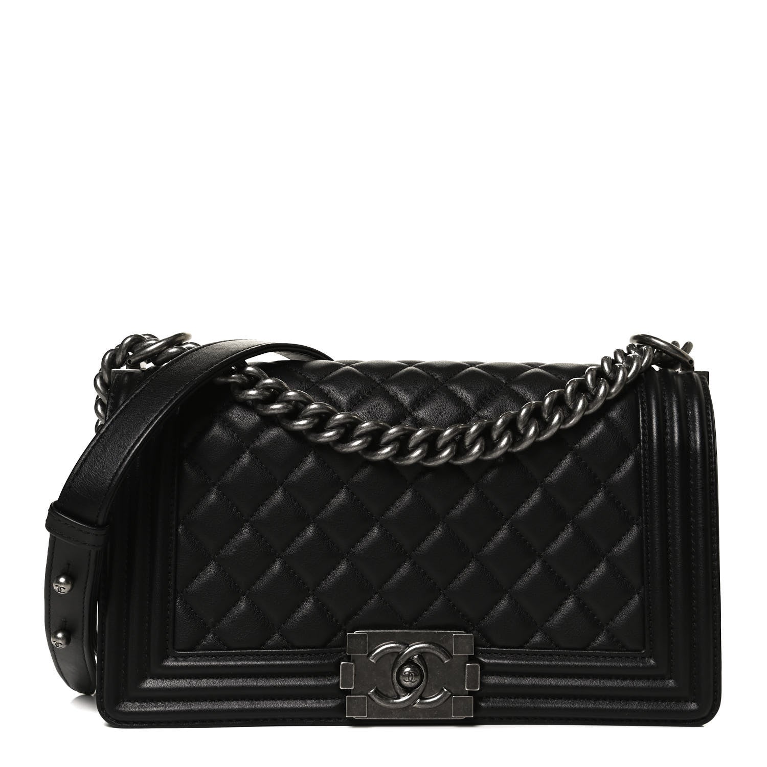 Chanel Lambskin Quilted Medium Boy Flap Black 1 of 13