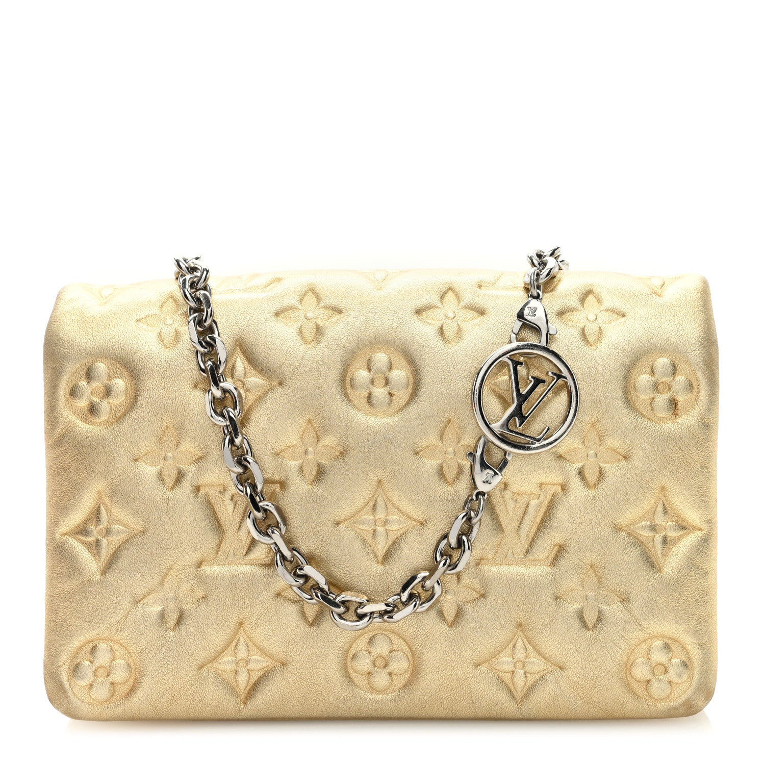 Louis Vuitton Metallic Lambskin Embossed Monogram Pochette Coussin Gold 1 of 10