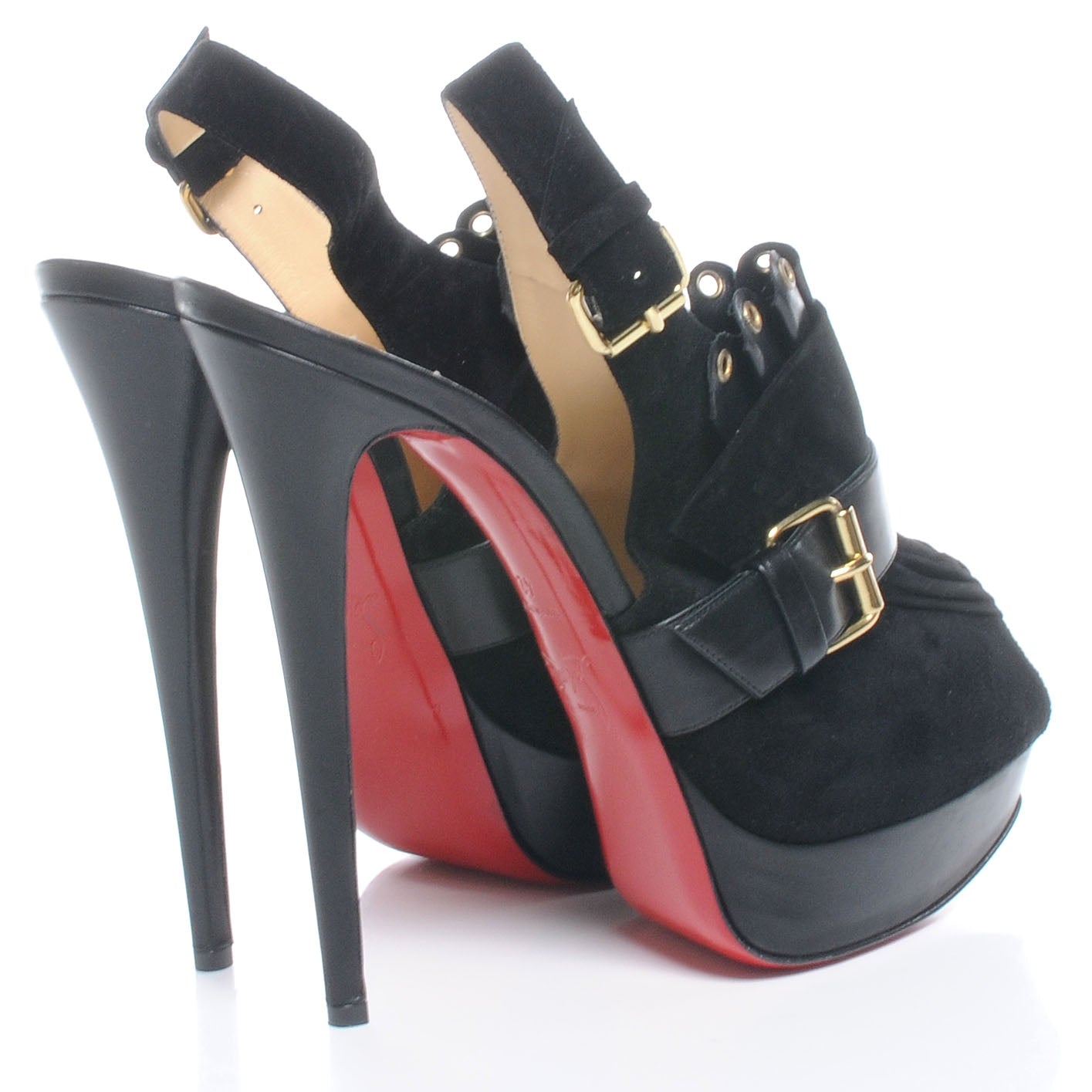 Christian Louboutin Velour Jem 150 Peep Toe Heels 42 Black 4 of 6