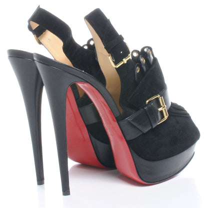 Christian Louboutin Velour Jem 150 Peep Toe Heels 42 Black 4 of 6