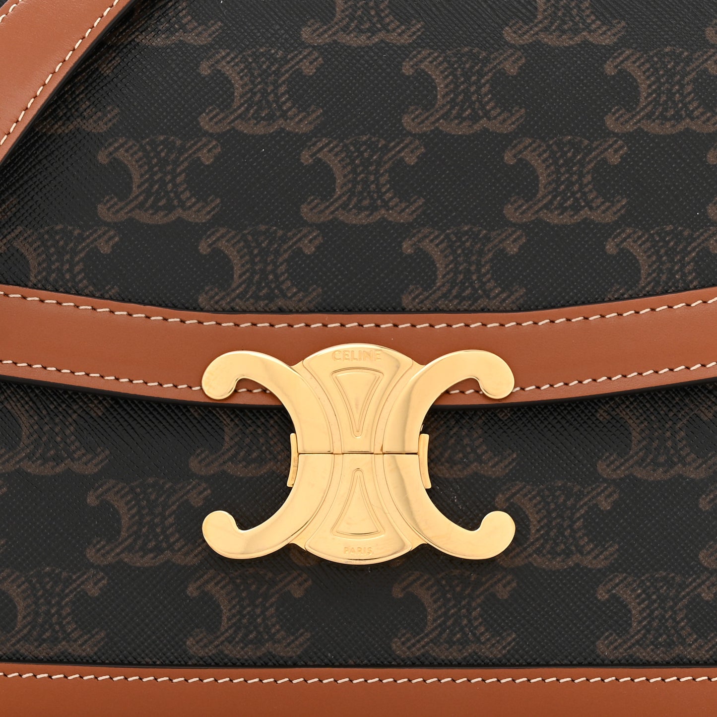 Calfskin Triomphe Canvas Teen Triomphe Bag Tan