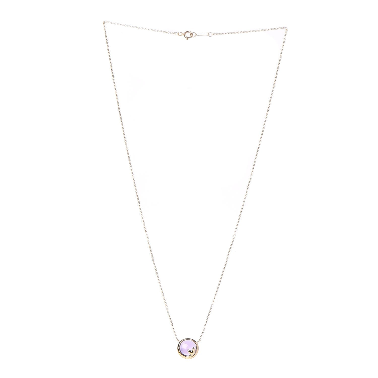 Tiffany 18K Yellow Gold Amethyst Paloma Picasso Olive Leaf Pendant Necklace 3 of 5