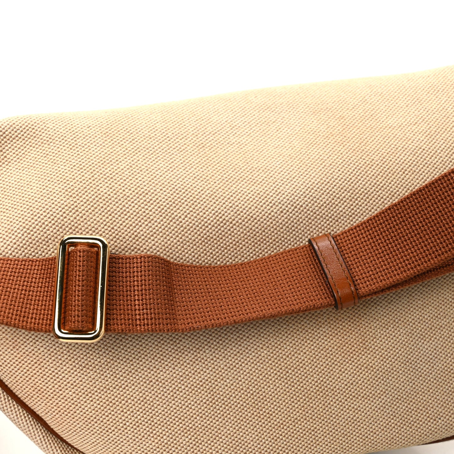 Vintage Canvas Web Belt Bag Sand Cuir