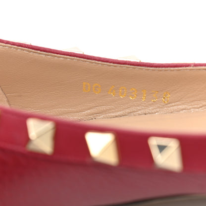Valentino Garavani Pebbled Calfskin Rockstud Ballerina Flats 38 Scarlet 8 of 10