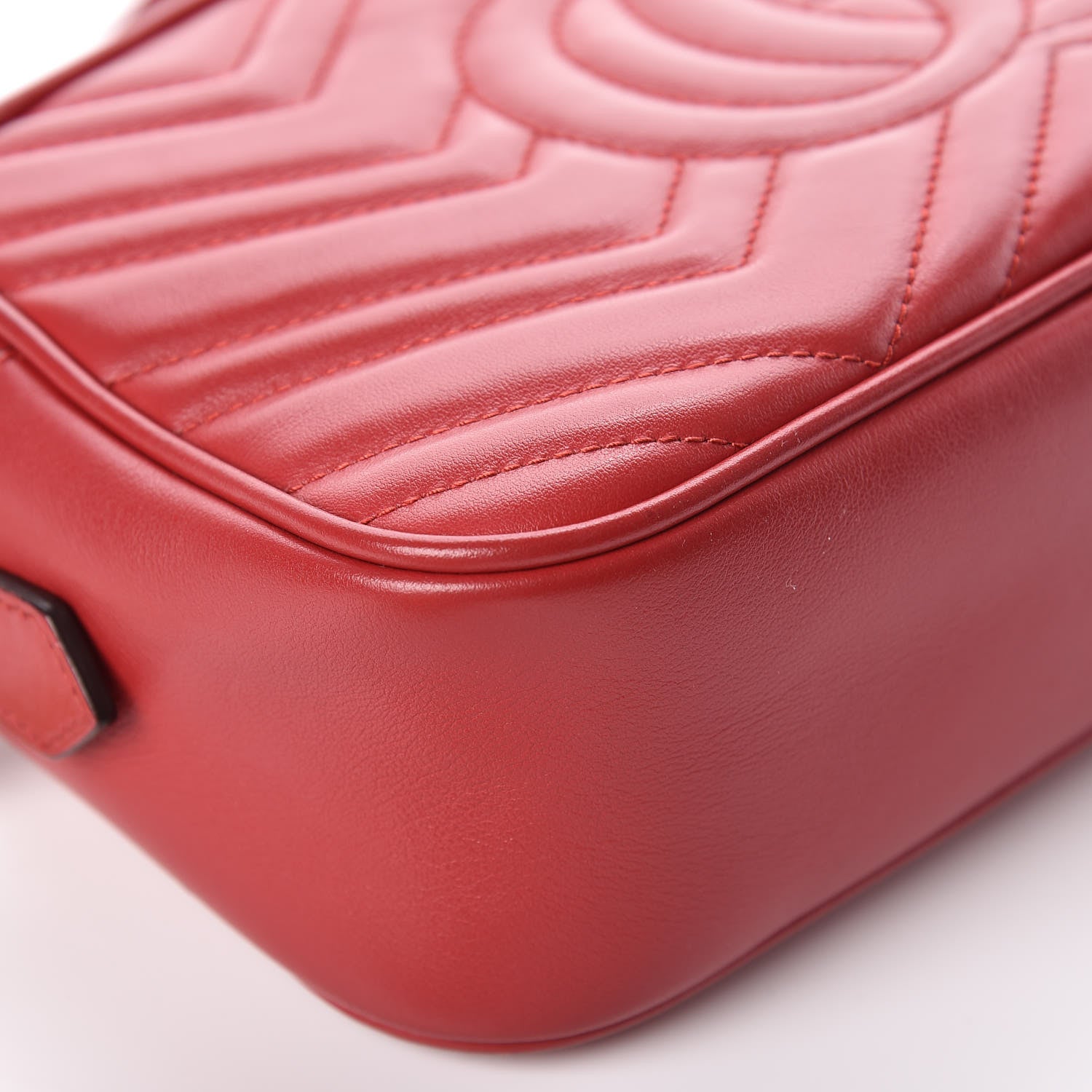 Gucci Calfskin Matelasse Small GG Marmont Chain Shoulder Bag Hibiscus Red 10 of 12
