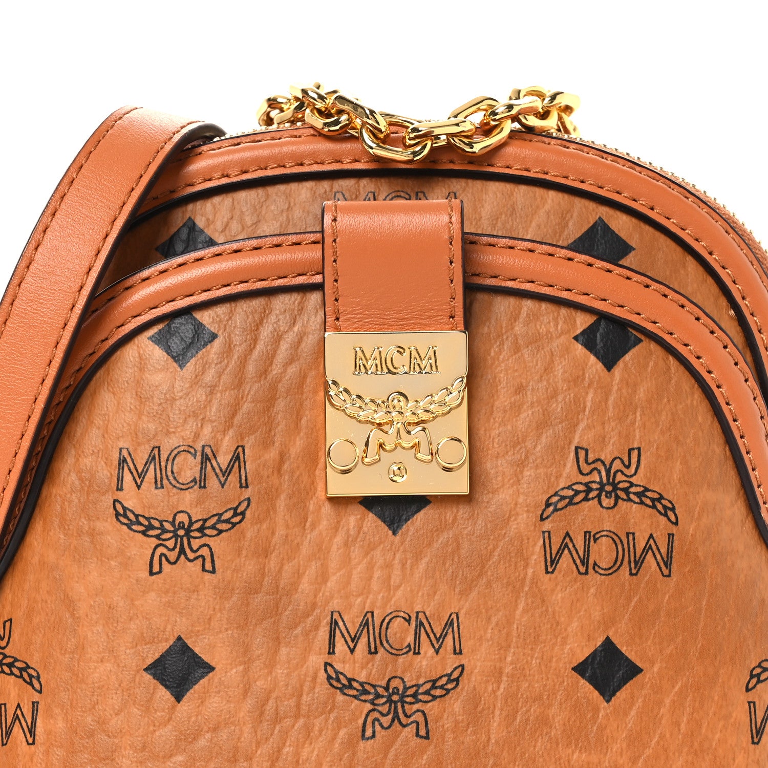 MCM Visetos Mini Anna Crossbody Bag Cognac 8 of 12