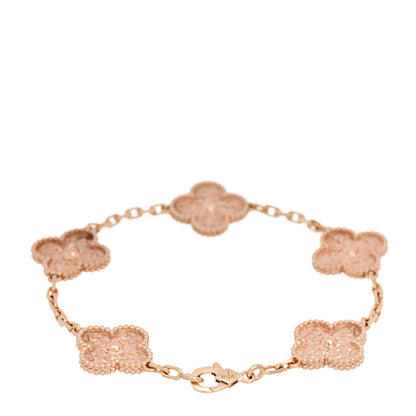 Van Cleef & Arpels 18K Rose Gold 5 Motifs Vintage Alhambra Bracelet 2 of 4