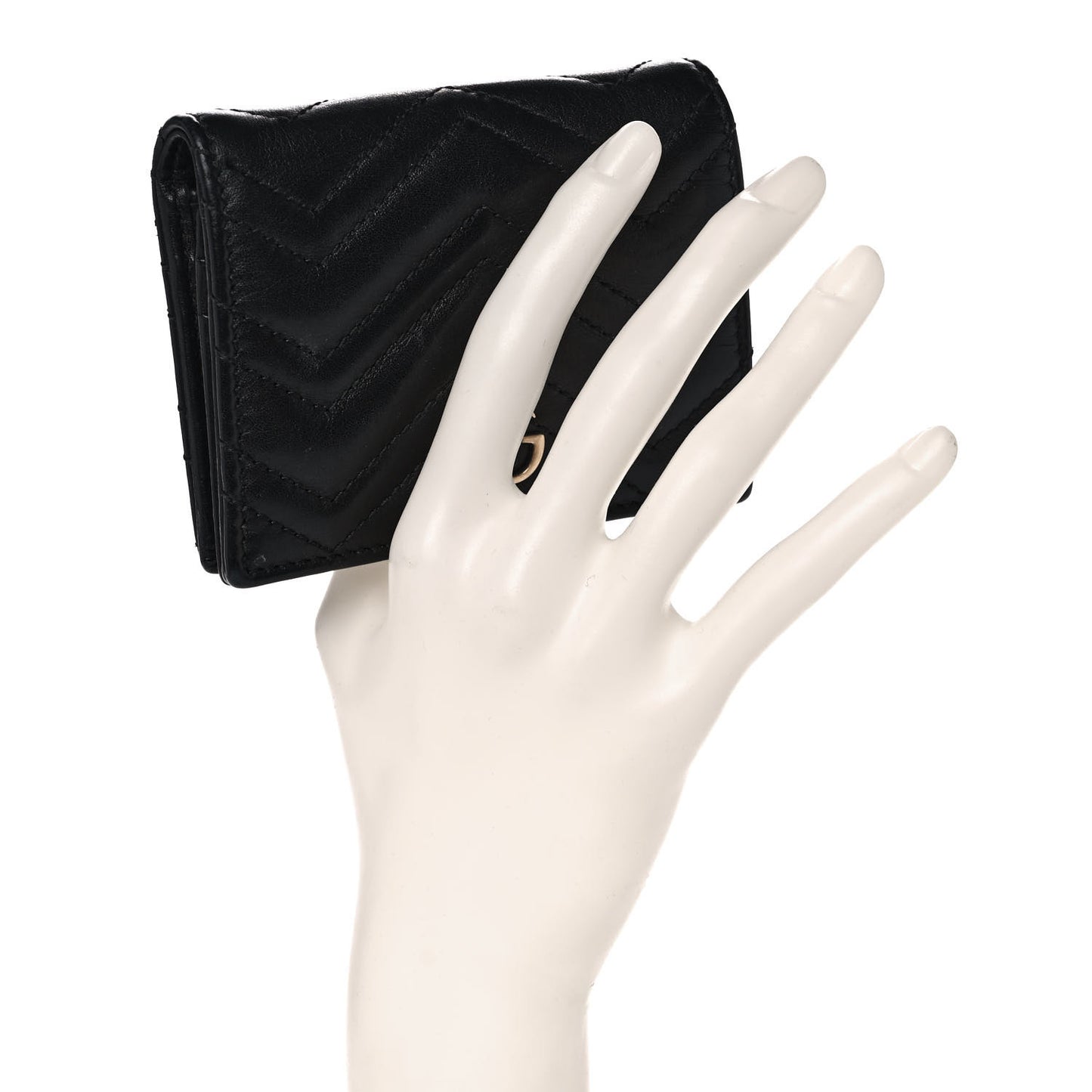 Calfskin Matelasse GG Marmont Card Case Wallet Black