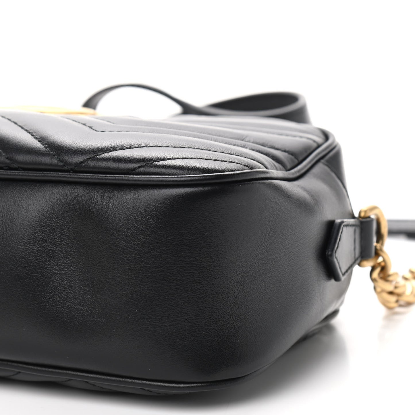 Calfskin Matelasse Small GG Marmont Chain Shoulder Bag Black