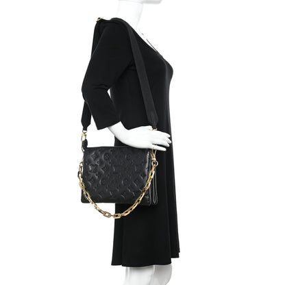 Louis Vuitton Lambskin Embossed Monogram Coussin PM Black 2 of 10