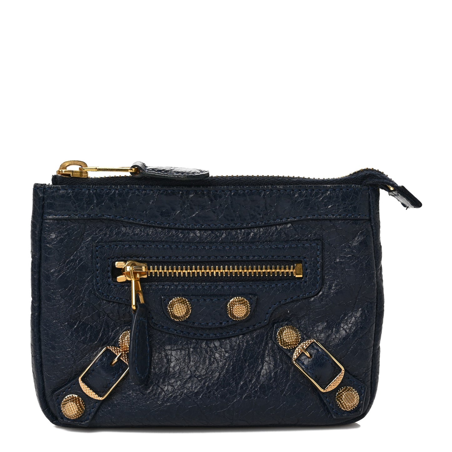 Agneau Giant 12 Gold Hardware M Porte-Monnaie Coin Purse Bleu Obscur