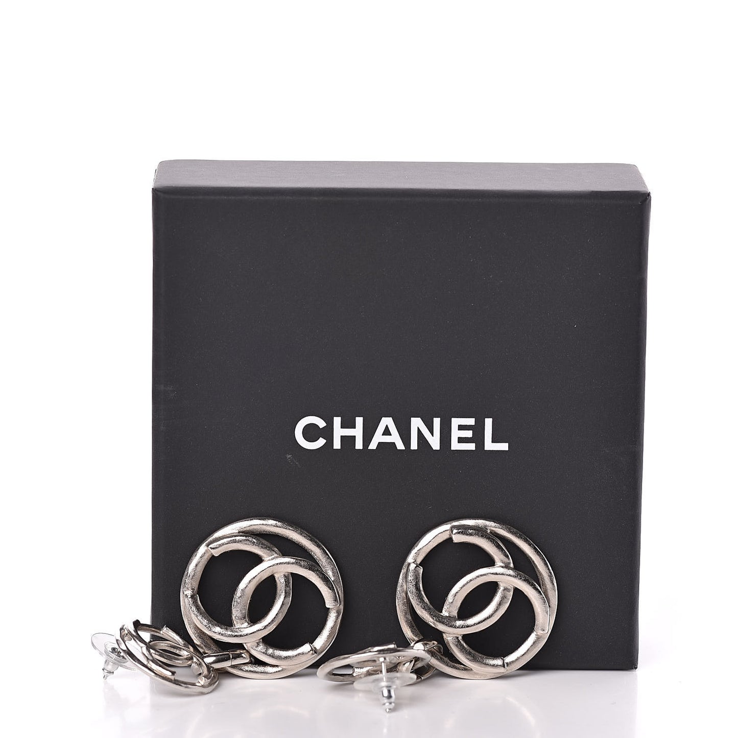 CC Hoop Drop Earrings Silver