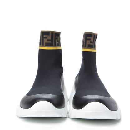 Fendi Jersey FF Mania Mens High Top Sock Sneakers 11 Black Tobacco Yema 2 of 7